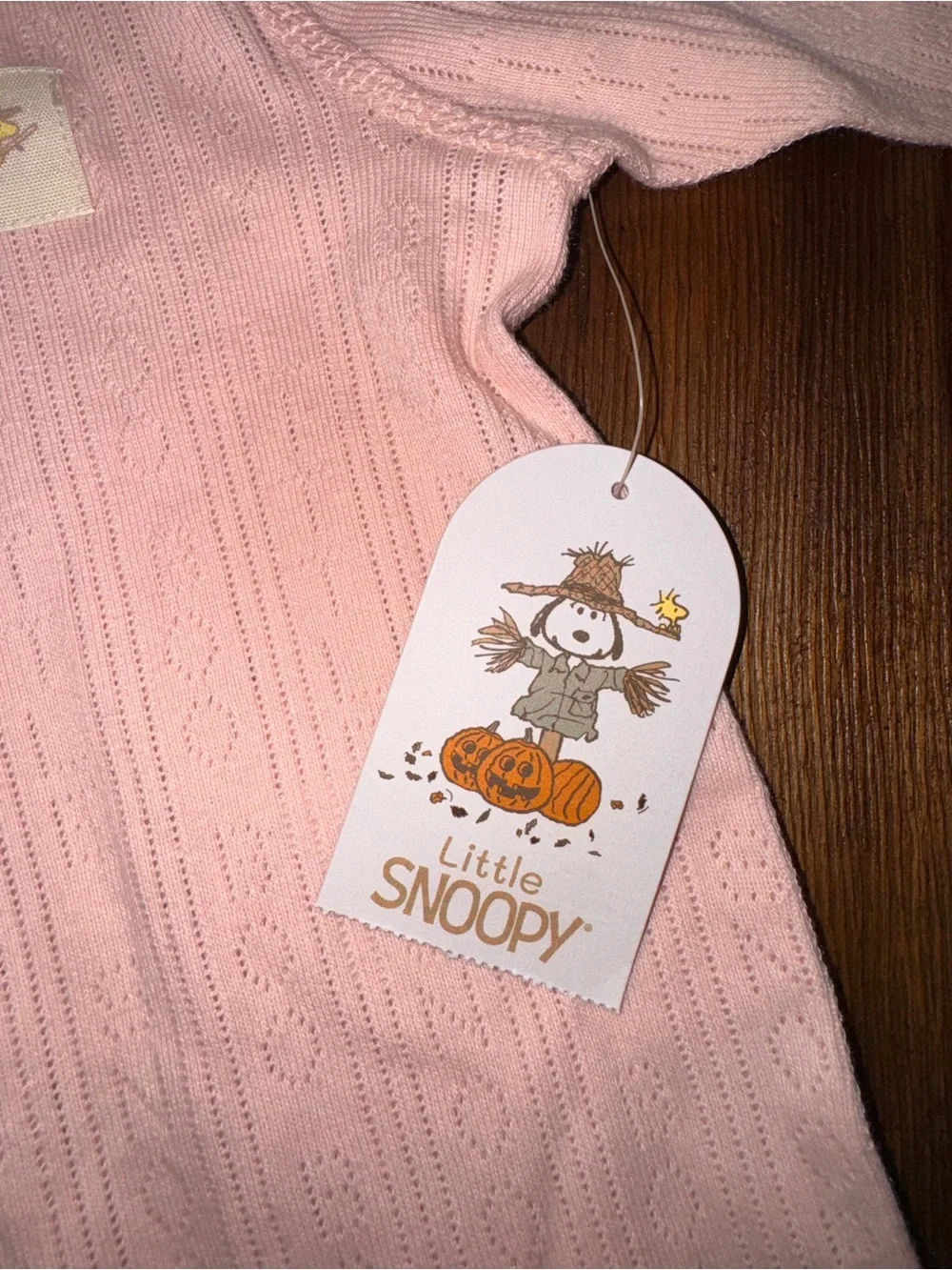 NWT Little Snoopy Peanuts Pink Pointelle Footed Sleeper 0-3M